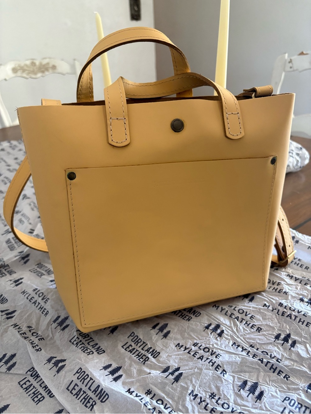 Portland leather goods mini crossbody tote handbag purse bag Vanilla